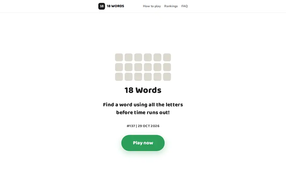 Screenshot of 18 Words