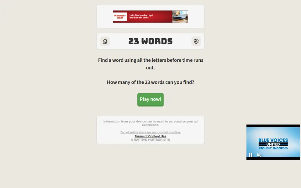 Screenshot of 23 Words