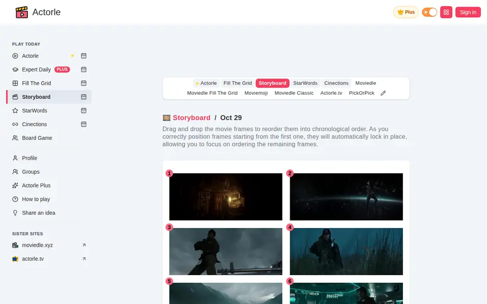 Screenshot of Actorle - Storyboard