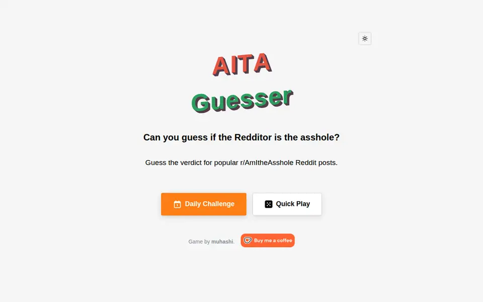 Screenshot of AITA Guesser