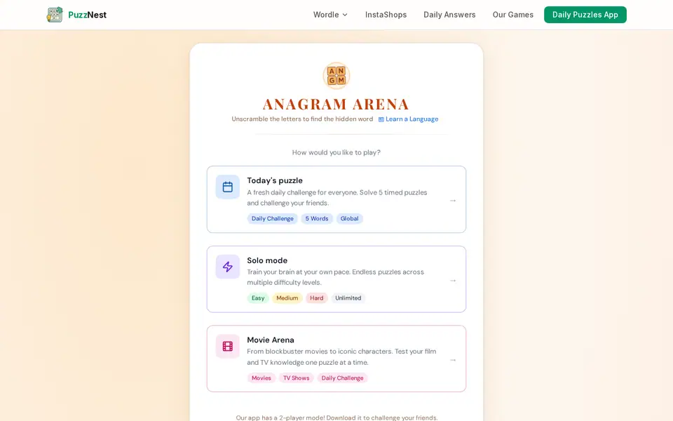 Screenshot of Anagram Arena