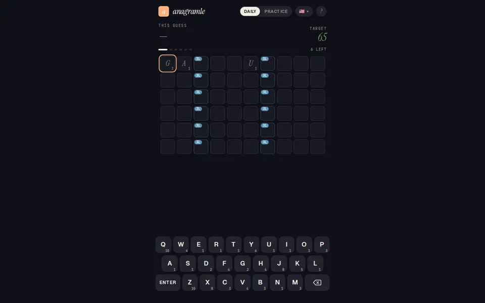 Screenshot of Anagramle