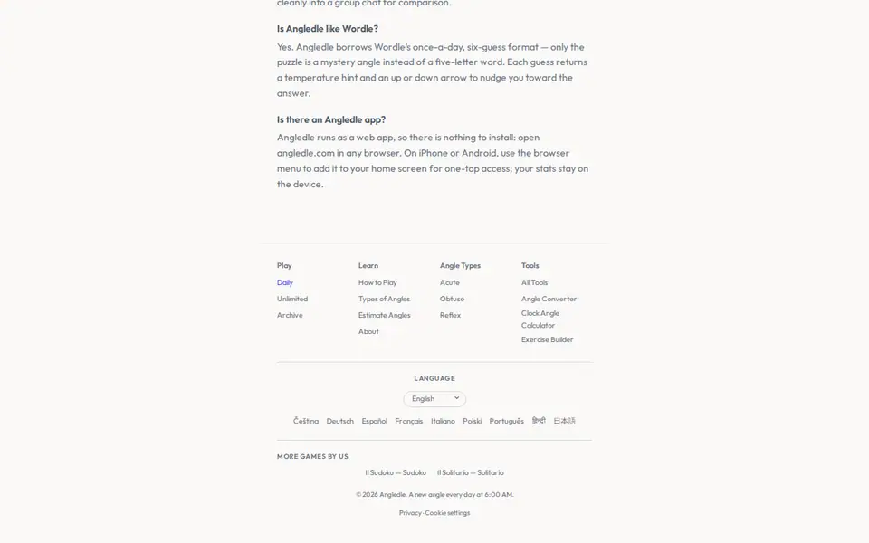 Screenshot of Angledle