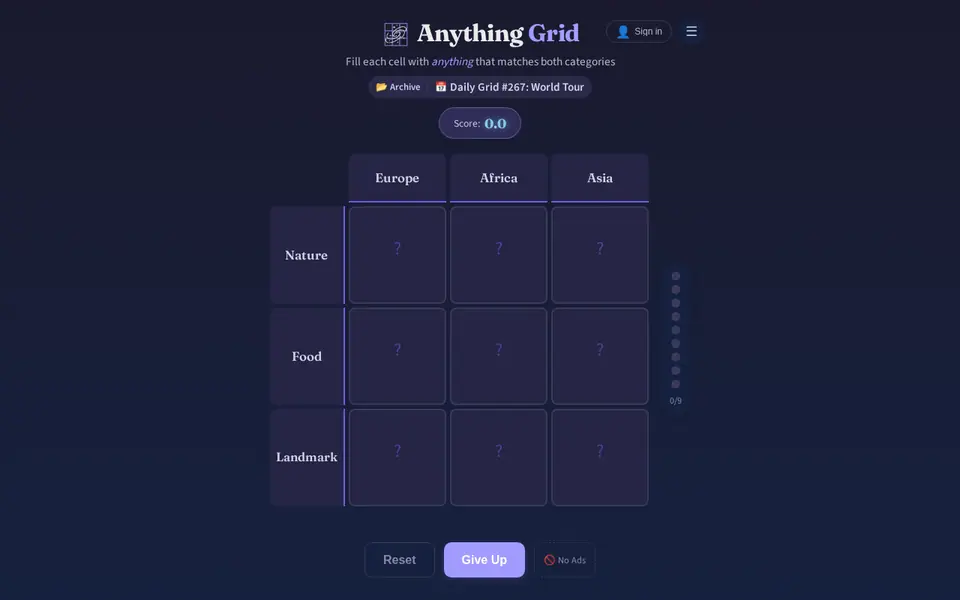 Screenshot of Anything Grid