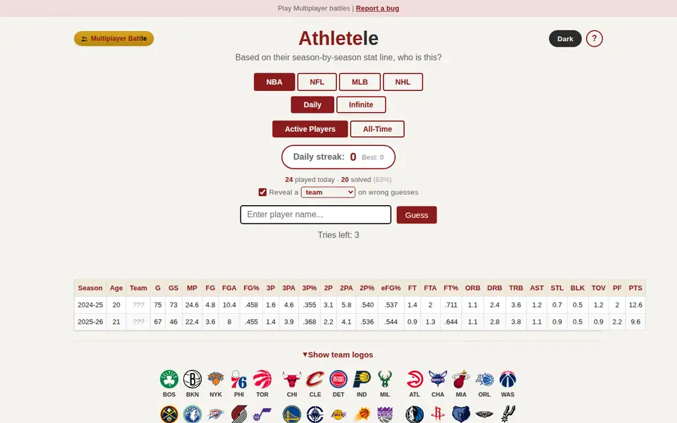 Screenshot of Athletele
