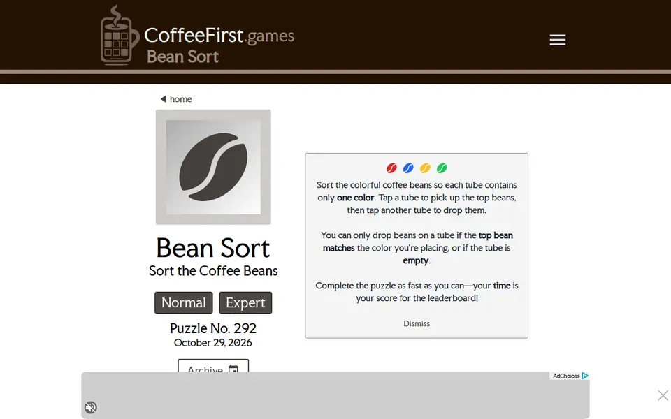 Screenshot of Bean Sort