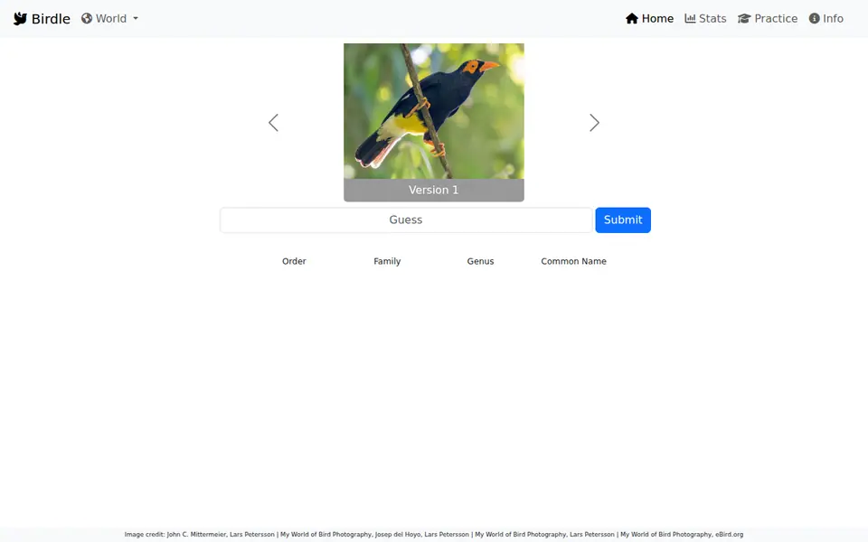 Screenshot of Birdle