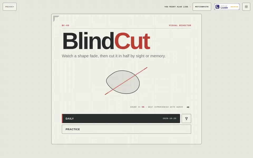 Screenshot of BlindCut