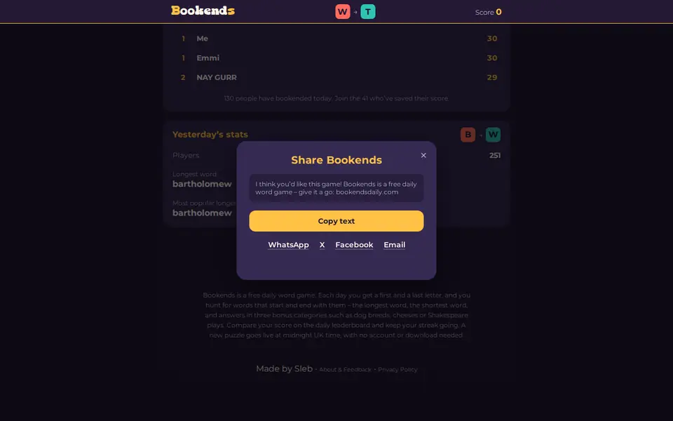 Screenshot of Bookends