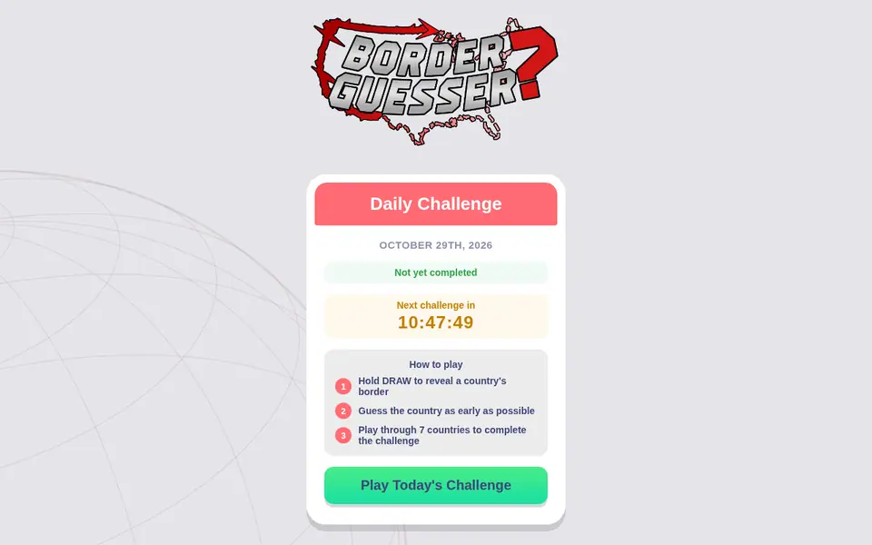 Screenshot of Border guesser