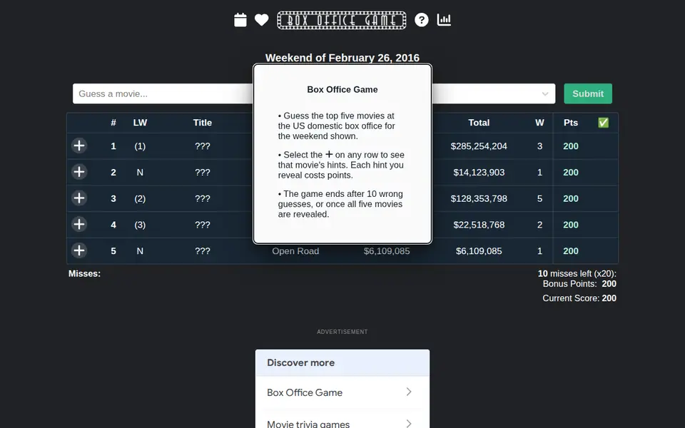 Screenshot of Box Office Game