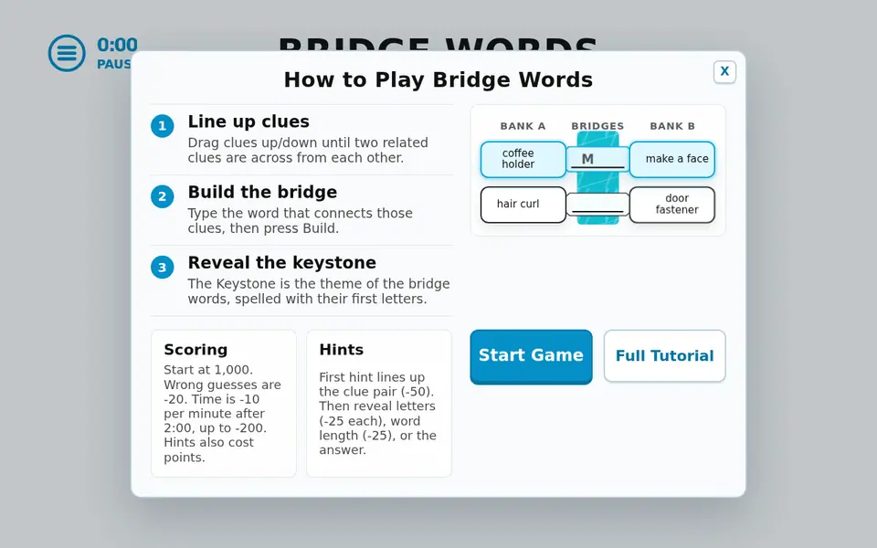 Screenshot of Bridge Words
