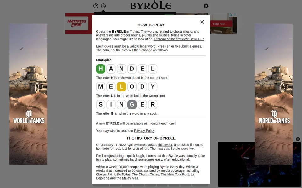 Screenshot of Byrdle