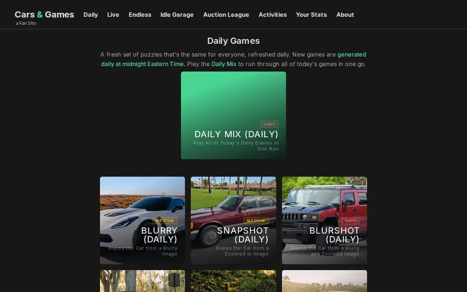 Screenshot of Cars and Games