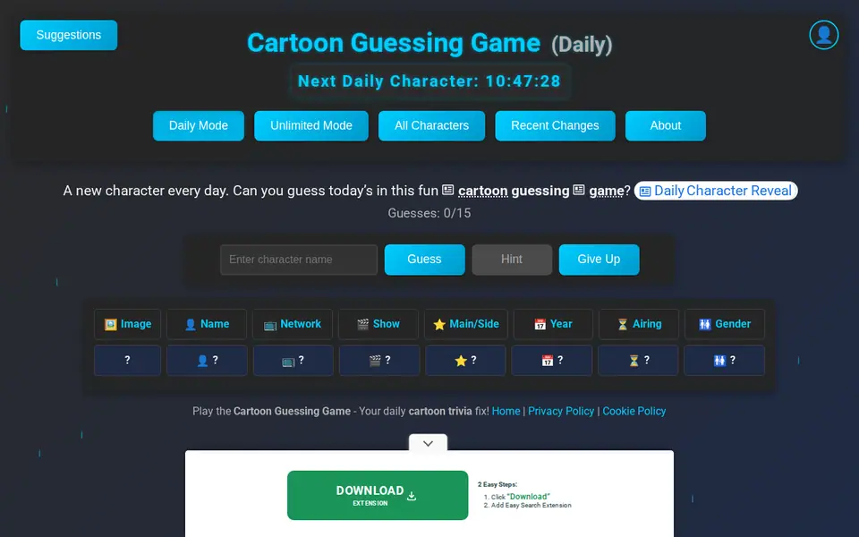 Screenshot of Cartoonguessr