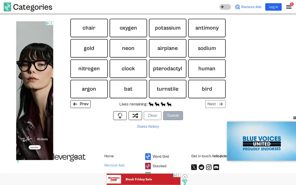 Screenshot of Categories