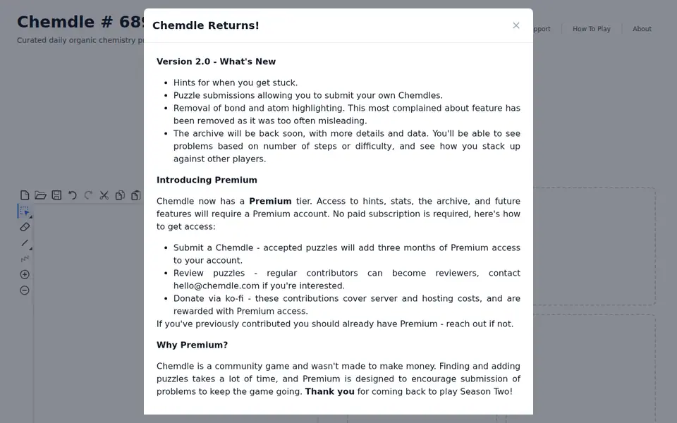 Screenshot of Chemdle