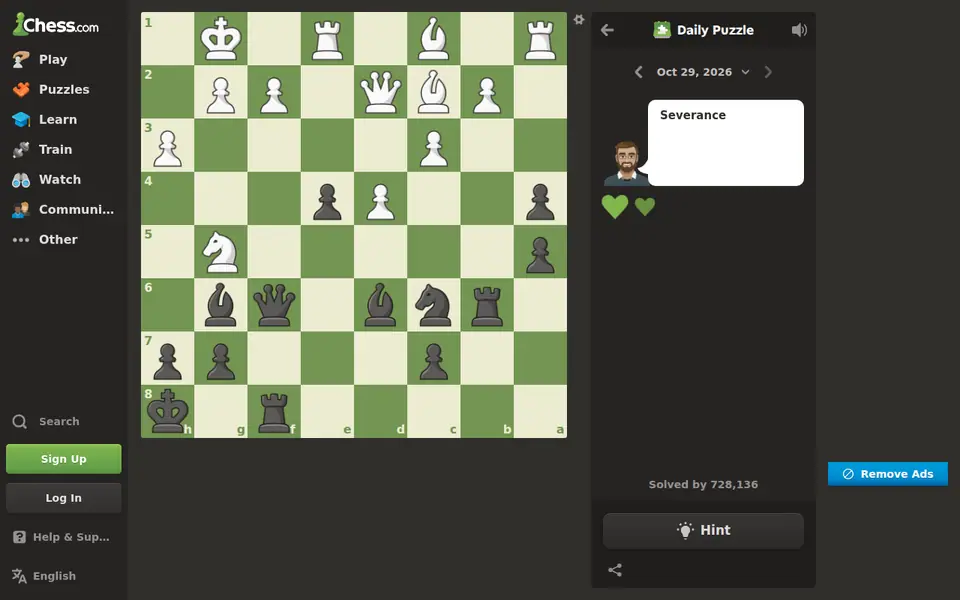 Screenshot of Chess.com Daily Puzzle