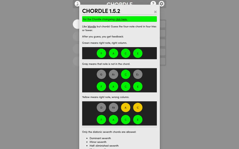 Screenshot of Chordle