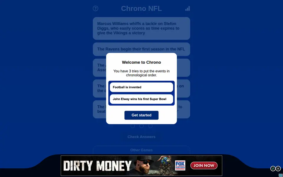 Screenshot of Chrono NFL