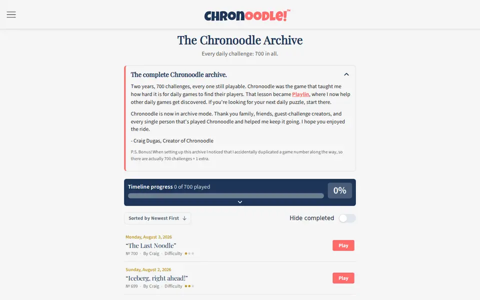 Screenshot of Chronoodle