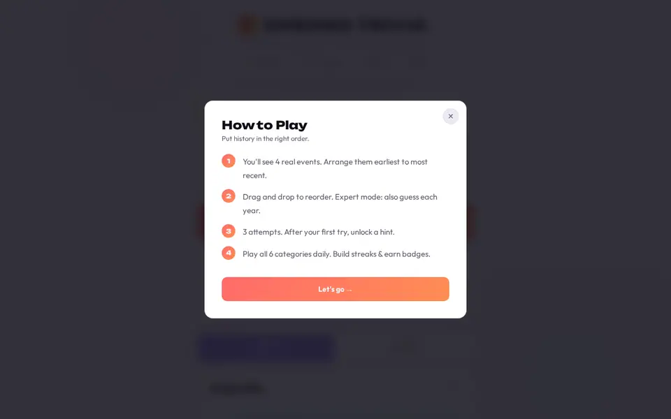 Screenshot of ChronoTrivia
