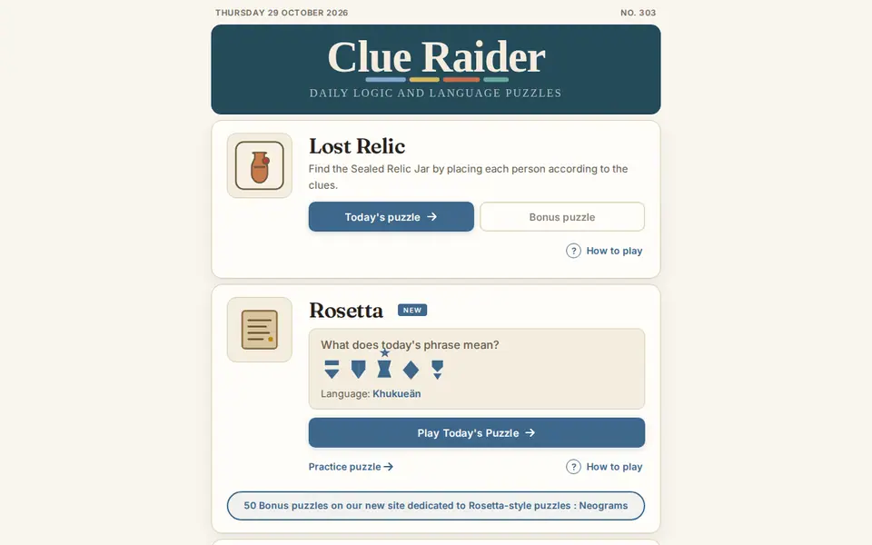Screenshot of Clue Raider