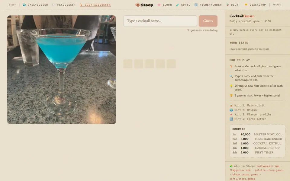 Screenshot of CocktailGuessr