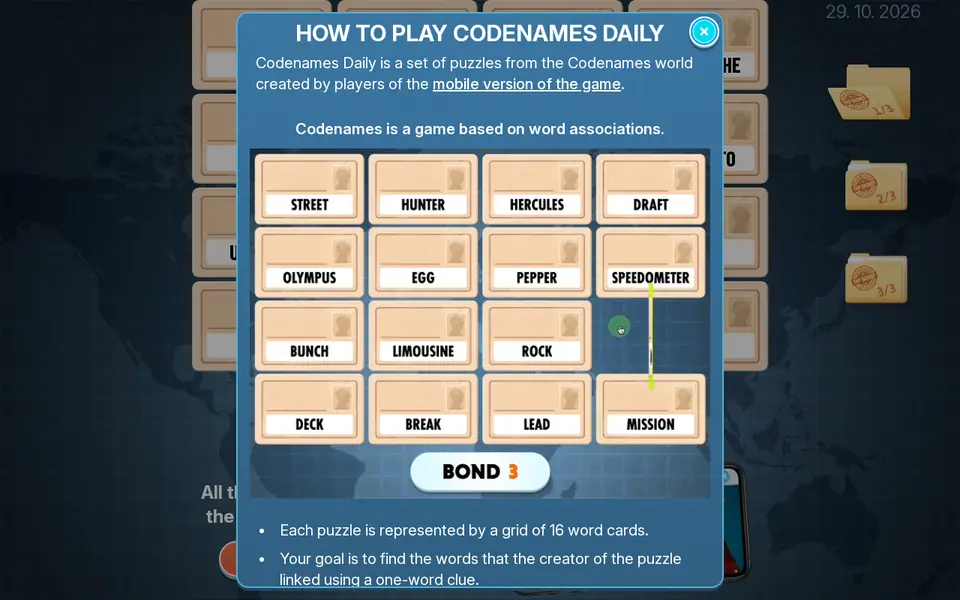 Screenshot of Codenames Daily