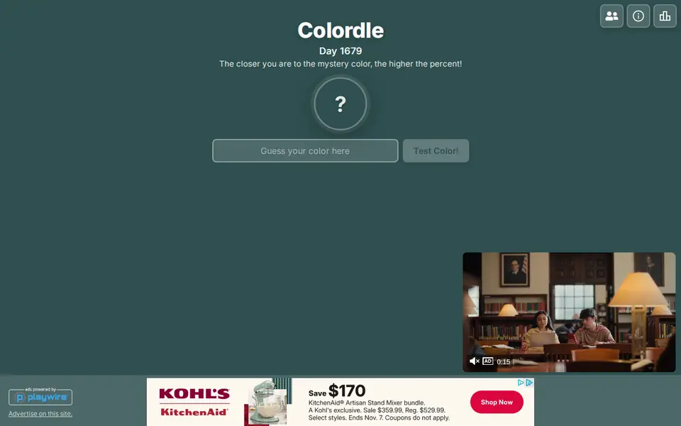 Screenshot of Colordle