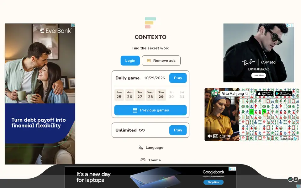 Screenshot of Contexto