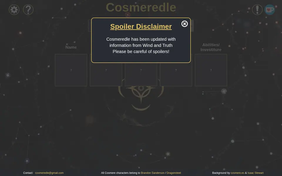 Screenshot of Cosmeredle