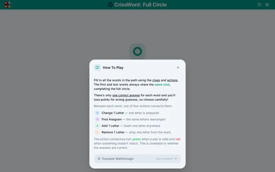 Screenshot of CrissWord Full Circle
