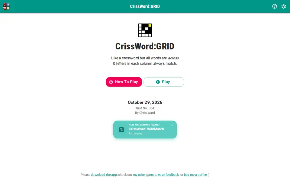 Screenshot of CrissWord GRID