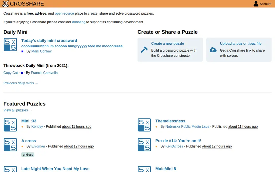 Screenshot of Crosshare
