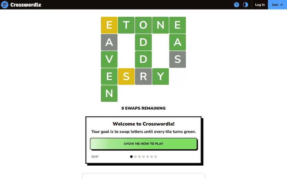Screenshot of crosswordle.com
