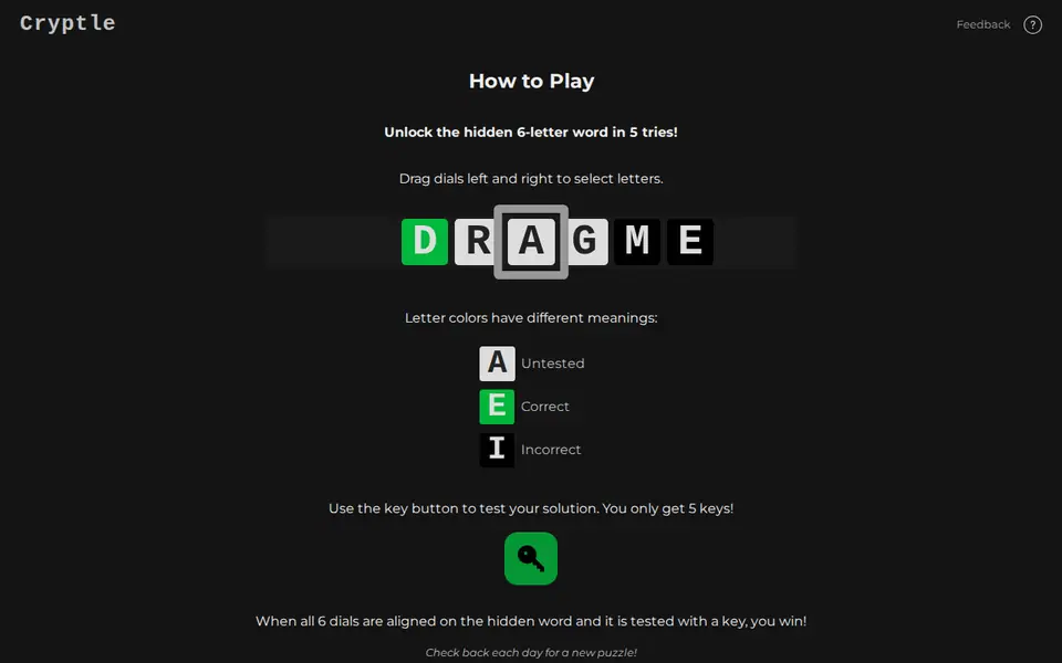 Screenshot of cryptle