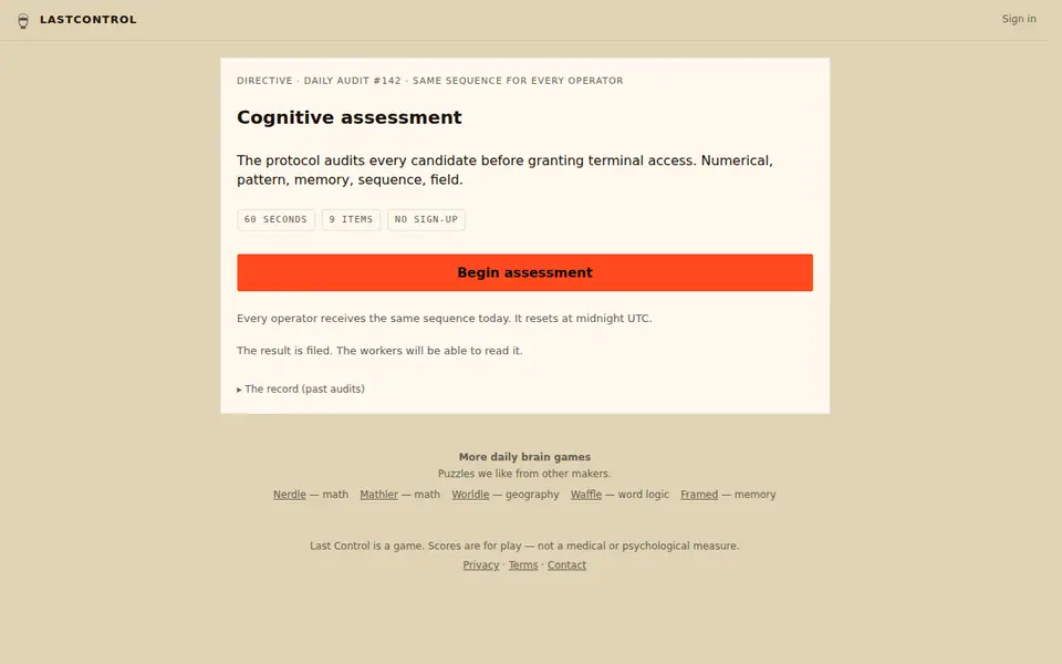 Screenshot of Daily Audit