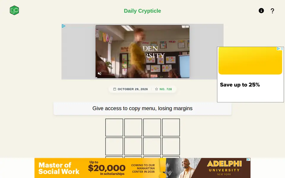 Screenshot of Daily Crypticle