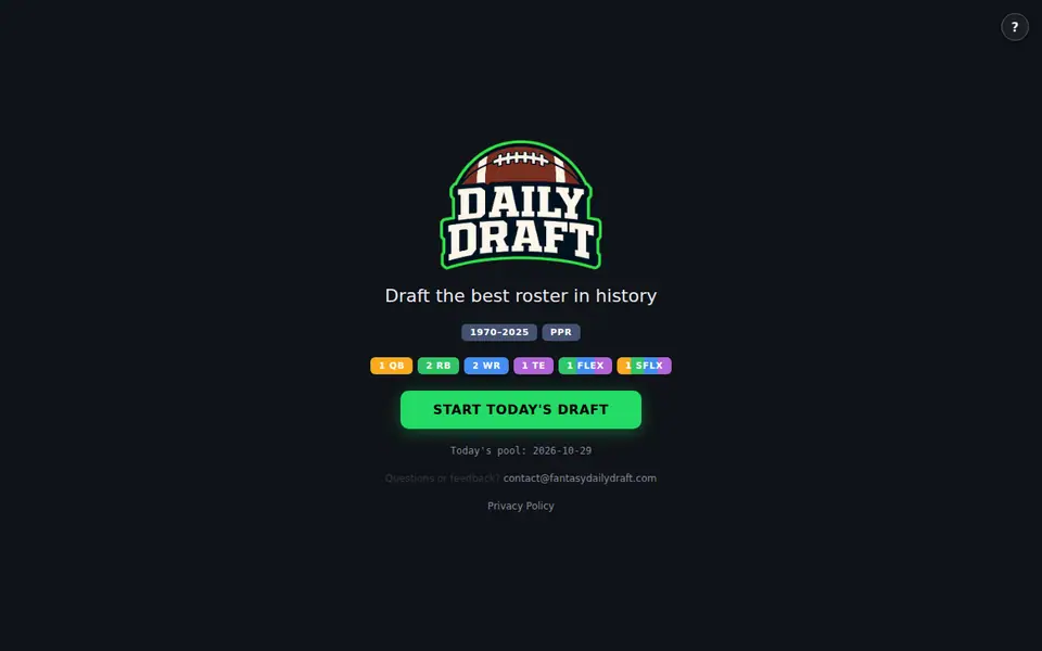 Screenshot of Daily Draft