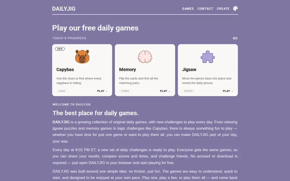 Screenshot of Daily Jig