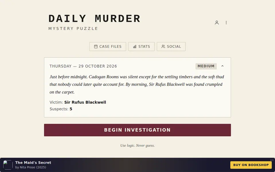 Screenshot of Daily Murder