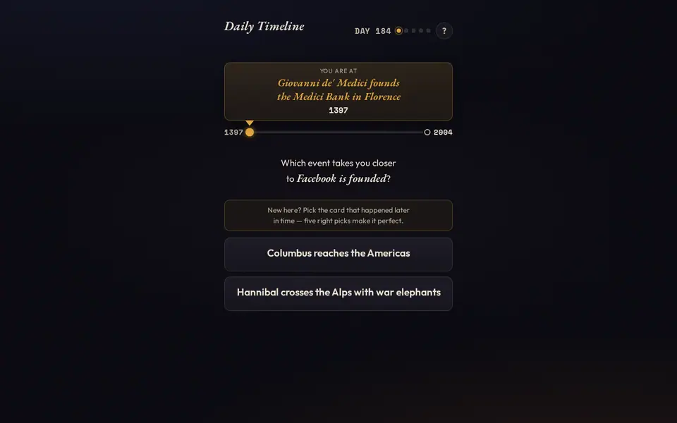 Screenshot of Daily Timeline