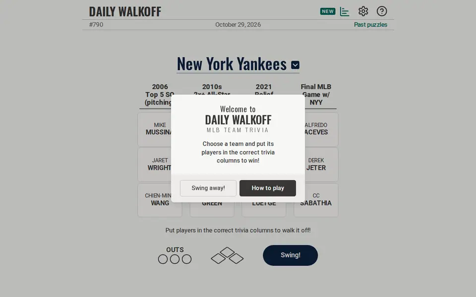 Screenshot of Daily Walkoff