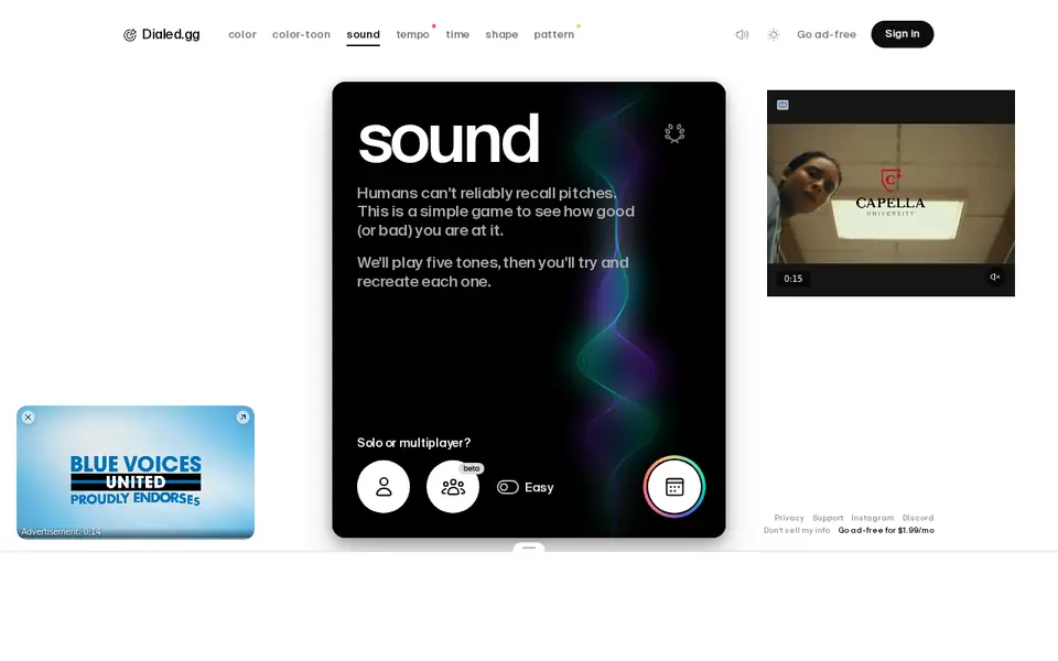 Screenshot of Dialed - Sound Game