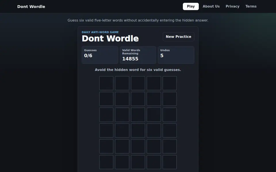 Screenshot of Don't Wordle