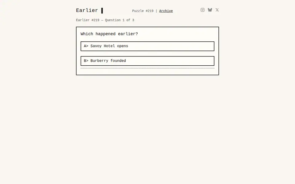 Screenshot of Earlier