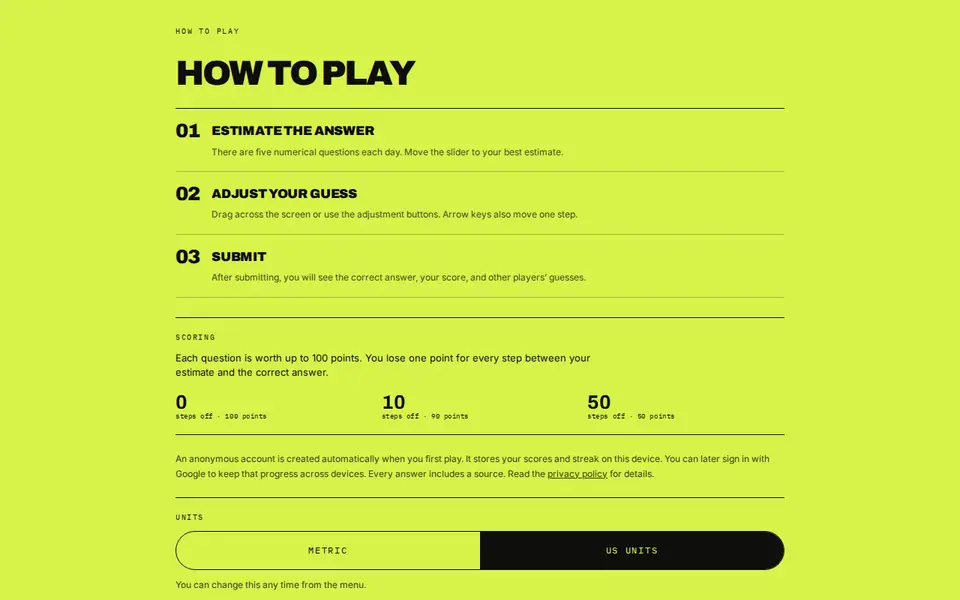 Screenshot of Estimatle