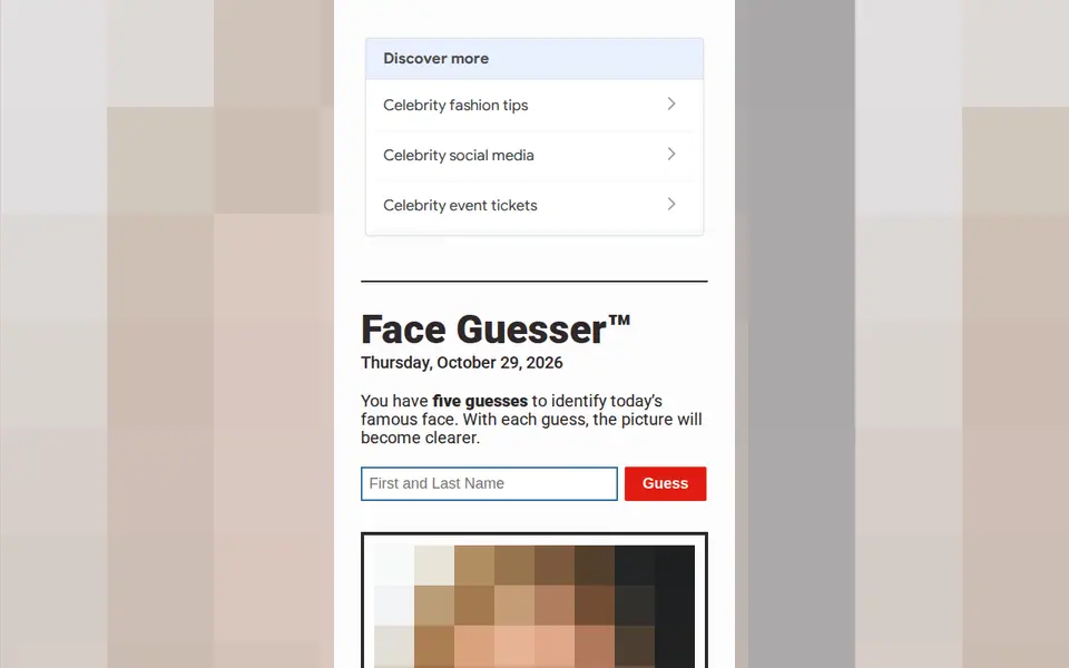 Screenshot of Face Guessr