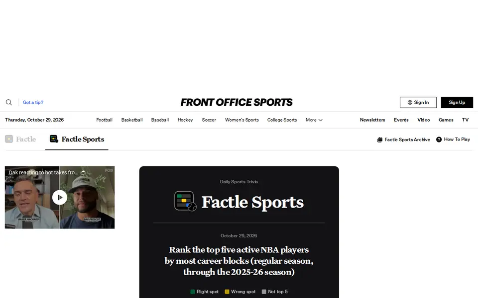 Screenshot of Factle Sports